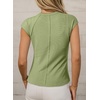 image:imageSidefeel Womens Tops Casual Crewneck Cap Sleeve ShirtsGreen