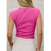 image:imageSidefeel Womens Tops Casual Crewneck Cap Sleeve ShirtsHot Pink