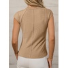 image:imageSidefeel Womens Tops Casual Crewneck Cap Sleeve ShirtsKhaki