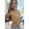 image:imageSidefeel Womens Tops Casual Crewneck Cap Sleeve ShirtsKhaki