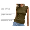 image:imageSidefeel Womens Tops Casual Crewneck Cap Sleeve ShirtsMoss Green