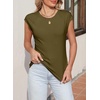 image:imageSidefeel Womens Tops Casual Crewneck Cap Sleeve ShirtsMoss Green