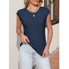 image:imageSidefeel Womens Tops Casual Crewneck Cap Sleeve ShirtsNavy Blue