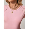 image:imageSidefeel Womens Tops Casual Crewneck Cap Sleeve ShirtsPink