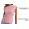 image:imageSidefeel Womens Tops Casual Crewneck Cap Sleeve ShirtsPink