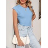image:imageSidefeel Womens Tops Casual Crewneck Cap Sleeve ShirtsSky Blue