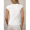 image:imageSidefeel Womens Tops Casual Crewneck Cap Sleeve ShirtsWhite