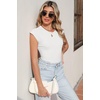 image:imageSidefeel Womens Tops Casual Crewneck Cap Sleeve ShirtsWhite