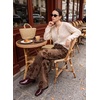 image:imageSidefeel Womens Vintage Flocked Floral Wide Leg JeansBrown