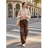 image:imageSidefeel Womens Vintage Flocked Floral Wide Leg JeansBrown