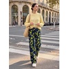 image:imageSidefeel Womens Vintage Flocked Floral Wide Leg JeansGold