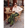 image:imageSidefeel Womens Vintage Flocked Floral Wide Leg JeansGold