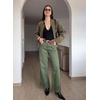 image:imageSidefeel Womens Wide Leg Embroidered Jeans Stretchy Denim PantsGreen