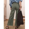image:imageSidefeel Womens Wide Leg Embroidered Jeans Stretchy Denim PantsGreen
