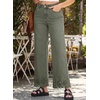 image:imageSidefeel Womens Wide Leg Embroidered Jeans Stretchy Denim PantsGreen