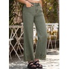 image:imageSidefeel Womens Wide Leg Embroidered Jeans Stretchy Denim PantsGreen