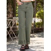 image:imageSidefeel Womens Wide Leg Embroidered Jeans Stretchy Denim PantsGreen