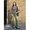 image:imageSidefeel Womens Wide Leg Embroidered Jeans Stretchy Denim PantsGreen