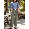 image:imageSidefeel Womens Wide Leg Embroidered Jeans Stretchy Denim PantsGreen
