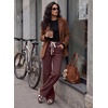 image:imageSidefeel Womens Wide Leg Jeans High Waisted Drawstring Denim SweatpantsCoffee