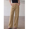 image:imageSidefeel Womens Wide Leg Jeans High Waisted Seamd Baggy Denim PantsKhaki