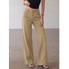image:imageSidefeel Womens Wide Leg Jeans High Waisted Seamd Baggy Denim PantsKhaki