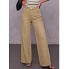 image:imageSidefeel Womens Wide Leg Jeans High Waisted Seamd Baggy Denim PantsKhaki