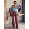 image:imageSidefeel Womens Wide Leg Jeans High Waisted Stretchy Jeans Denim PantsBurgundy