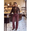image:imageSidefeel Womens Wide Leg Jeans High Waisted Stretchy Jeans Denim PantsBurgundy