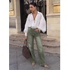 image:imageSidefeel Womens Wide Leg Jeans High Waisted Stretchy Jeans Denim PantsGreen