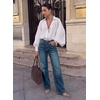 image:imageSidefeel Womens Wide Leg Jeans High Waisted Stretchy Jeans Denim PantsVintage Blue