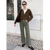 image:imageSidefeel Womens Wide Leg Jeans Mid Rise Loose Denim PantsGreen
