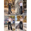 image:imageSidefeel Womens Wide Leg Stretchy Seamed Front JeansBlack