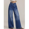 image:imageSidefeel Womens Wide Leg Stretchy Seamed Front JeansBluing