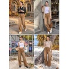 image:imageSidefeel Womens Wide Leg Stretchy Seamed Front JeansBrown