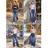 image:imageSidefeel Womens Wide Leg Stretchy Seamed Front JeansDark Blue