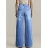 image:imageSidefeel Womens Wide Leg Stretchy Seamed Front JeansLight Blue