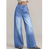 image:imageSidefeel Womens Wide Leg Stretchy Seamed Front JeansLight Blue