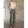 image:imageSidefeel Womens Y2K Floral Wide Leg Elastic High Waisted Baggy JeansGreen