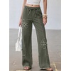 image:imageSidefeel Womens Y2K Floral Wide Leg Elastic High Waisted Baggy JeansGreen