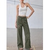 image:imageSidefeel Womens Y2K Floral Wide Leg Elastic High Waisted Baggy JeansGreen