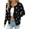 image:imageSidefeel Cardigan Sweaters for Women Printed Cropped SweaterA Black