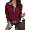 image:imageSidefeel Womens Collared Chunky Knit Pullover SweatersBurgundy