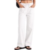 image:imageSidefeel Womens Jeans High Waisted Elastic Straight Leg Stretchy Drawstring Trendy Wide Leg Loose Pull On Denim PantsCream White