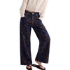 image:imageSidefeel Womens Vintage Flocked Floral Wide Leg JeansBlue Brown