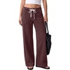 image:imageSidefeel Womens Wide Leg Jeans High Waisted Drawstring Denim SweatpantsCoffee