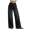 image:imageSidefeel Womens Wide Leg Stretchy Seamed Front JeansBlack