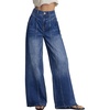 image:imageSidefeel Womens Wide Leg Stretchy Seamed Front JeansBluing