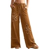 image:imageSidefeel Womens Y2K Floral Wide Leg Elastic High Waisted Baggy JeansBrown