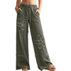 image:imageSidefeel Womens Y2K Floral Wide Leg Elastic High Waisted Baggy JeansGreen